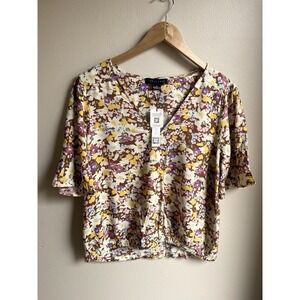 Sanctuary Floral Short Sleeve Shirt Size XS